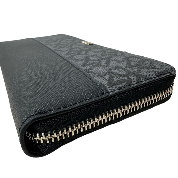 DNKY Vela Large Zip Around Logo Wallet, Black - Picture 5 of 10